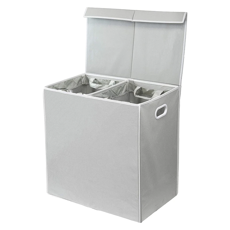 Customized 2 compartments laundry hamper waterproof laundry bag foldable laundry hamper