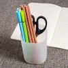 customized transparent black and white PP storage holders pencil brush tool organizer desk plastic pen holder