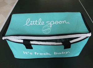 Customized wholesale turquoise color little spoon baby food insulated cooler bag