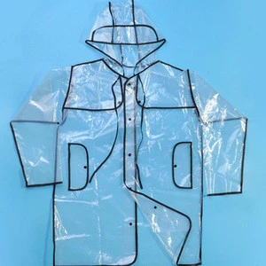 Customized womens long raincoat with hood waterproof trench coat womens Fashionable  transparent clear raincoat