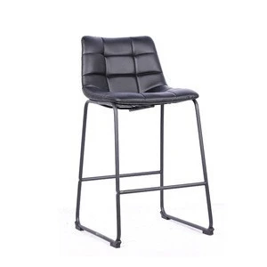 Detachable metal frame bar stool with footrest and middle back, commercial home and bar furniture