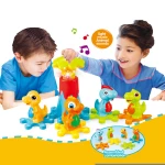 DIY Educational Game Toy Plastic B Dinosaur Gear Blocks with Music Animal Sounds & Light