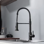 DQOK Matte Black Flexible Pull Down Sprayer Kitchen Mixer Tap Hot And Cold Kitchen Faucets