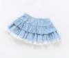 D&S factory dropshipping denim polka dot ruffle pleated skirt white lace baby girls mini skirt