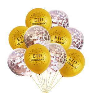 EID MUBARAK with sequined confetti latex balloons for Muslim festival party supplies