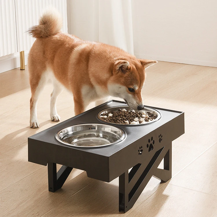 Elevated Dog Bowl Adjustable Raised Non-Slip Double Stainless Steel Dog Bowl With Stand