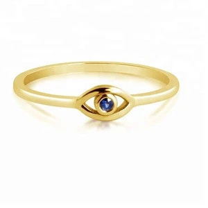 Evil Eyes Shape Finger Gold Plated Jewelry Zirconia 925 Silver Latest Gold Ring Designs For Girls