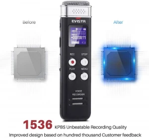 EVISTR Amazon Best Seller Voice Recording Device 8GB 16GB Voice Activated Digital Sound Recorder