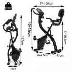 Exercise Bike Stationary Foldable Magnetic X bike Recumbent Cycling 3 in 1 Exercise Bike with Arm Resistance Bands Perf