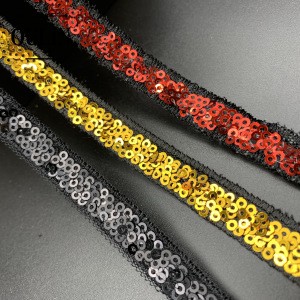 Factory direct sell cheap price Diy colored ribbon sequins trim mesh lace trim for garment and home textile