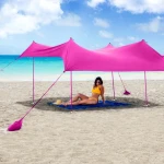 Factory New Easy Open Sun Shelter Windproof beach canopy tent sun shade custom logo family waterproof soft lycra beach tent