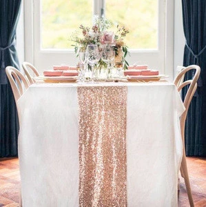 factory Nice glitter heavy beaded metallic sequence rose gold sequin table runner