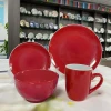 Factory price high quality low price color glaze ceramic stoneware tableware set