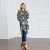 Factory Price Long Sleeve Tops Islamic Clothing Ethnic Floral Printed Muslim Lady Blouse Long Shirts