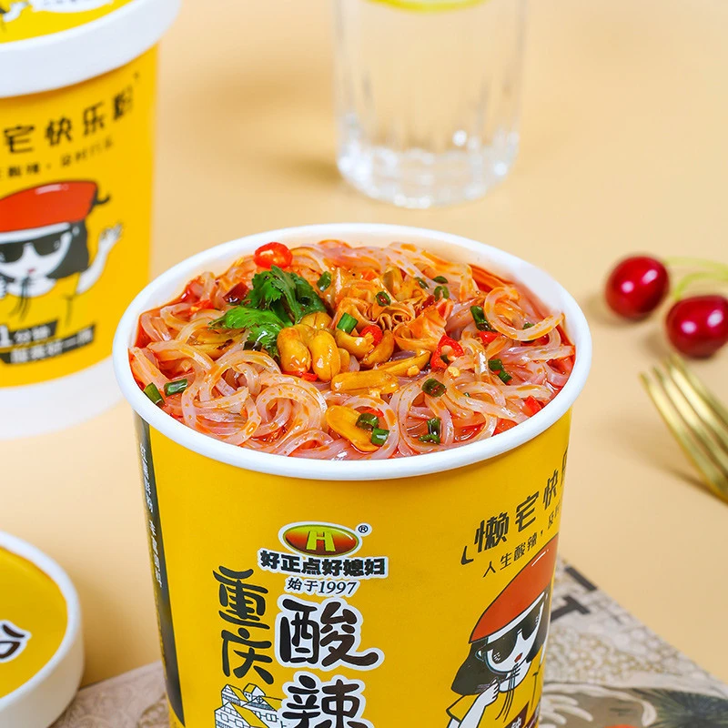 Factory Price Spicy Instant Food Hot And Sour Rice Vermicelli Vegetarian Noodles In Cup