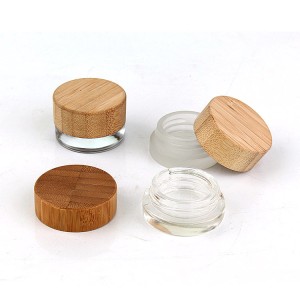 Factory Sale Luxury 7ml 7g Eye Cream Empty Mini Glass Cosmetic Jar Container with Bamboo Lid