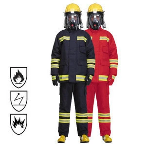 Factory Supply EN469 NFPA1971 Navy Dupont Nomex Twill Shell 4 Layers Fire Fighter Fireman Fire Fighting Firefighter Uniform