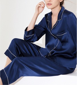 Factory wholesale lady long sleeve silk women pajamas satin home wear lounge wear silk pajamas sleepwear pajamas women