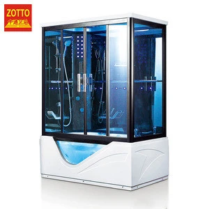 Famous brand rectangular 1 person negative ion complete shower room steam cabin with bathtub
