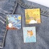 Famous Oil Painting Hard Enamel Pins Custom Cat Artistic Brooch Lapel Badge Bag Cartoon Pin Manufacturer