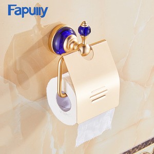 Fapully bathroom accessory set Sapphire space aluminum gold plated Toilet Paper Holder