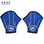 Fashion blue and black neoprene webbed swim gloves