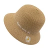 Fashion casual summer kids beach hats embroidery small daisy outdoor leisure sunscreen sun protection children straw hat