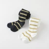 Fashionable Sweet Child Striped Black, White and Gold Tights Hosiery Girls Pantyhose Socks Accessory