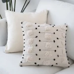 Fennco Styles Ivory Boho Tribal Textured Decorative Pillow Case with Tassels