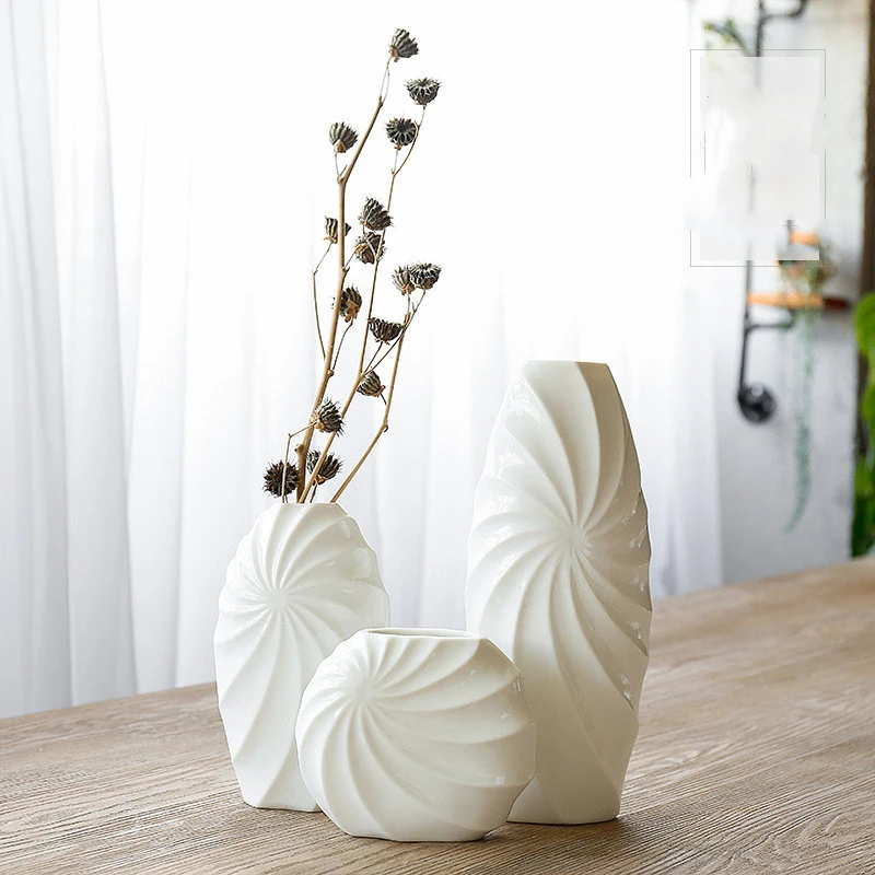 Flower Vase Decoration Home Vase White Ceramic Flower Pot Flower Basket Nordic Decoration Vases