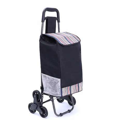 Foldable 600D Oxford Shopping Trolley Luggage Bag Large Folding Festival Shopping Trolley with Wheels