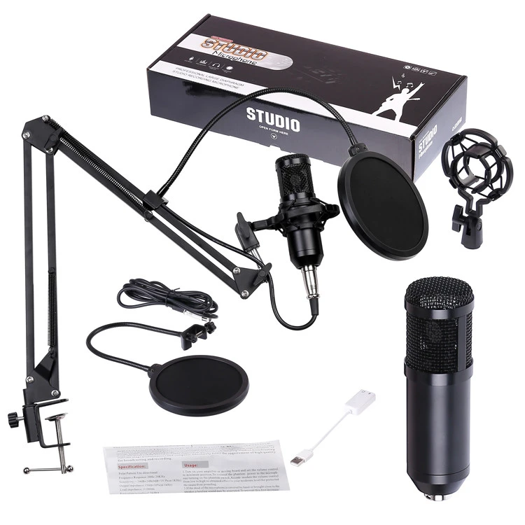 Foldable Mic Condenser Microphone Pro Audio Studio Sound Recording Arm Stand Filter