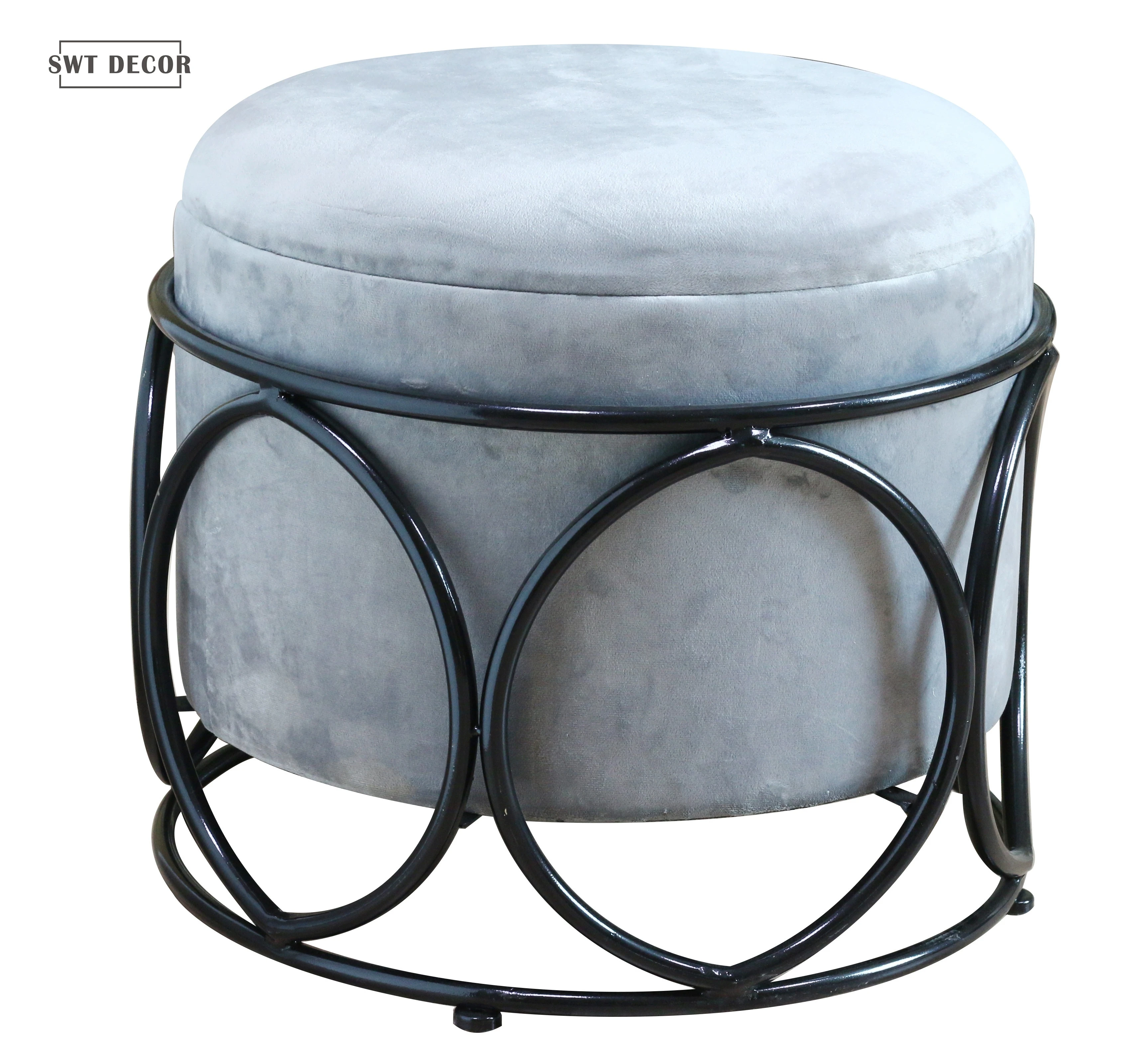 Footstool with Metal Legs Footrest Stool coffee shop and bar velvet stools