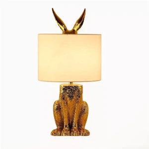 GIRBAN Animal Masked Rabbit shape Table Lamp Fabric Night Lights Gold Desk Light Bedroom Bedside LED Table Lamps for home