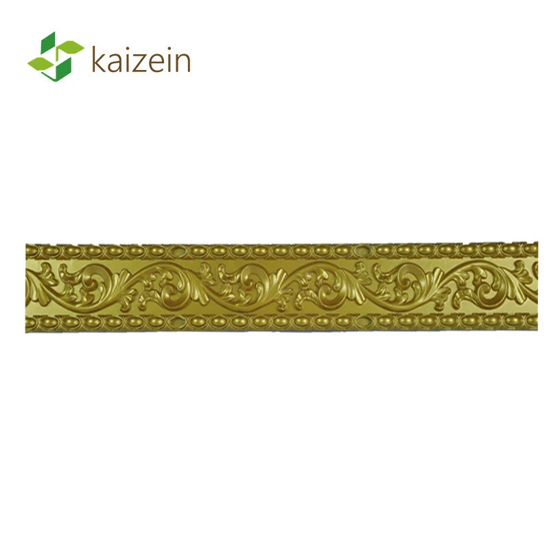 Gold Fancy Flower Embossed Polystyrene Cornice Design PS Decorative Crown Moulding