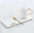 Import Golden Outline cafes set Simple Style Coffee Cups Set with Plate Spoon Ceramic coffee cups set from China