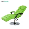 Green Height Adjustable Reclining Hair Salon Chair For Beauty
