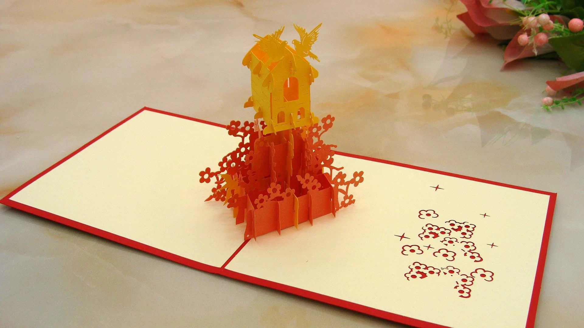 greeting card printing Promotion 3D Laser Cut Greeting Card Pop Up Birthday Card  box