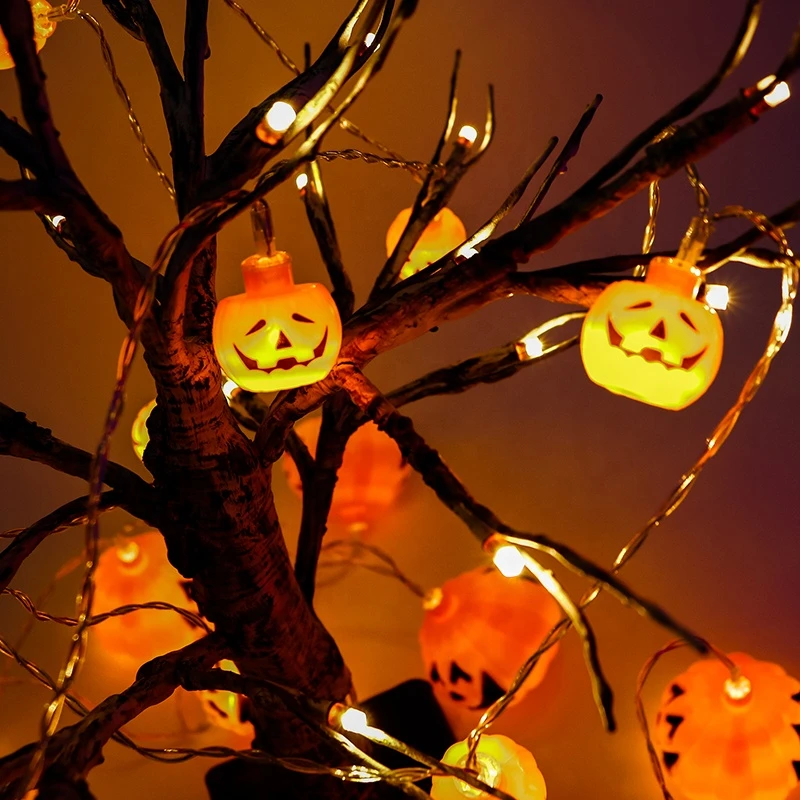 Halloween Day Battery Operated Party Decoration Plastic Pumpkin Ball Led String Lights