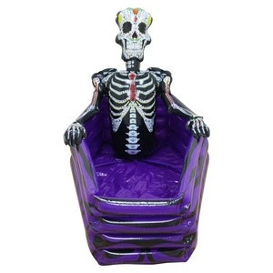 Halloween skeleton coffin inflatable ice bucket for pool floating drink fruit cool box Inflatable serving bar salad ice tray