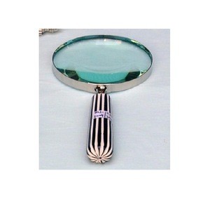 Handcrafted brass glass magnifier with resin handle ideal for reading maps, stamps, coins etc &amp; for gifting