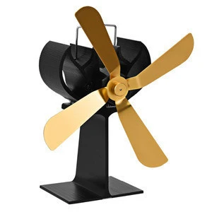 Heat Powered Stove Fan for Wood/Log Burner-4 blades 203CFM Whisper-Quiet Black