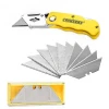 Heavy Duty Utility Zinc Alloy Cutter Box Cutter Customized Pocket Knife with Extra 10pcs SK5 Stainless Steel Blades
