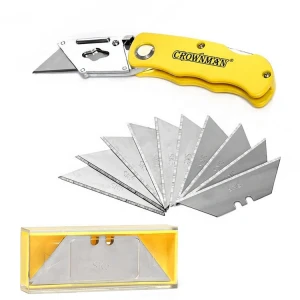 Heavy Duty Utility Zinc Alloy Cutter Box Cutter Customized Pocket Knife with Extra 10pcs SK5 Stainless Steel Blades
