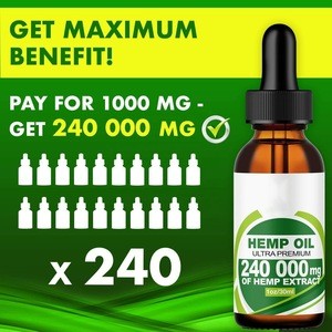 Hemp Oil Drops 240 000 mg, 100% Natural Extract, Anti-Anxiety, Natural Dietary Supplement