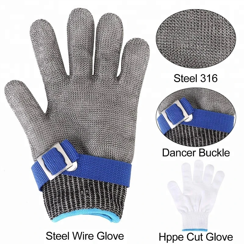 High Performance Cut Proof Stab Wire Butcher Resistant Stainless Steel Level 5 Kitchen  Gloves