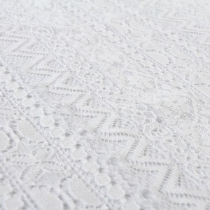 High quality factory nylon cotton dyed mesh lace knitting fabric for white dress cloth
