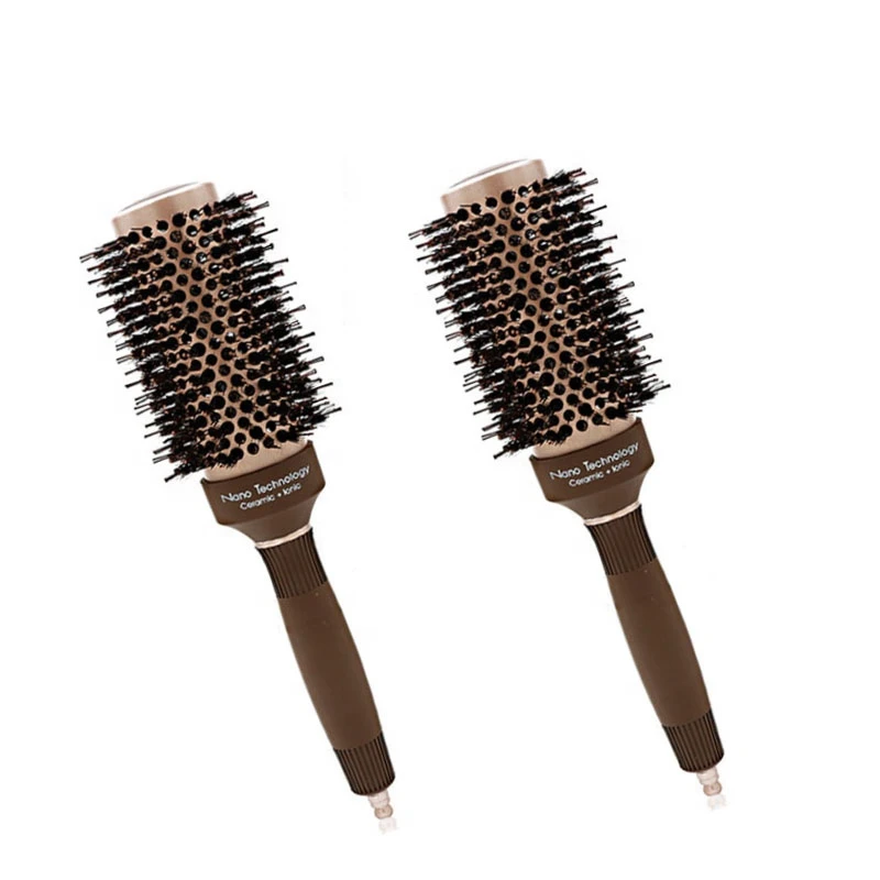 High quality Nano Thermal Ceramic Round Barrel Brushes nylon mixed Boar Bristle Hair Brush
