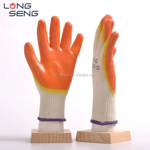 high quality smooth finish double latex coated safety working gloves/ finger reinforced work gloves.. wholesale ,price good,