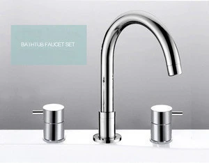 High quality two handle deck mounted brass basin faucet with popular in UK